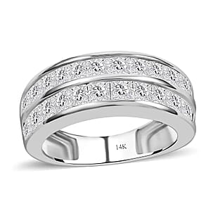 NY Closeout 14K White Gold G-H I1-I2 Diamond Half Eternity Band Ring (Size 11.0) 5.10 Grams 2.00 ctw