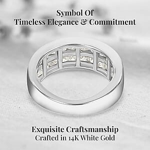 NY Closeout 14K White Gold G-H I1-I2 Diamond Half Eternity Band Ring (Size 11.0) 5.10 Grams 2.00 ctw