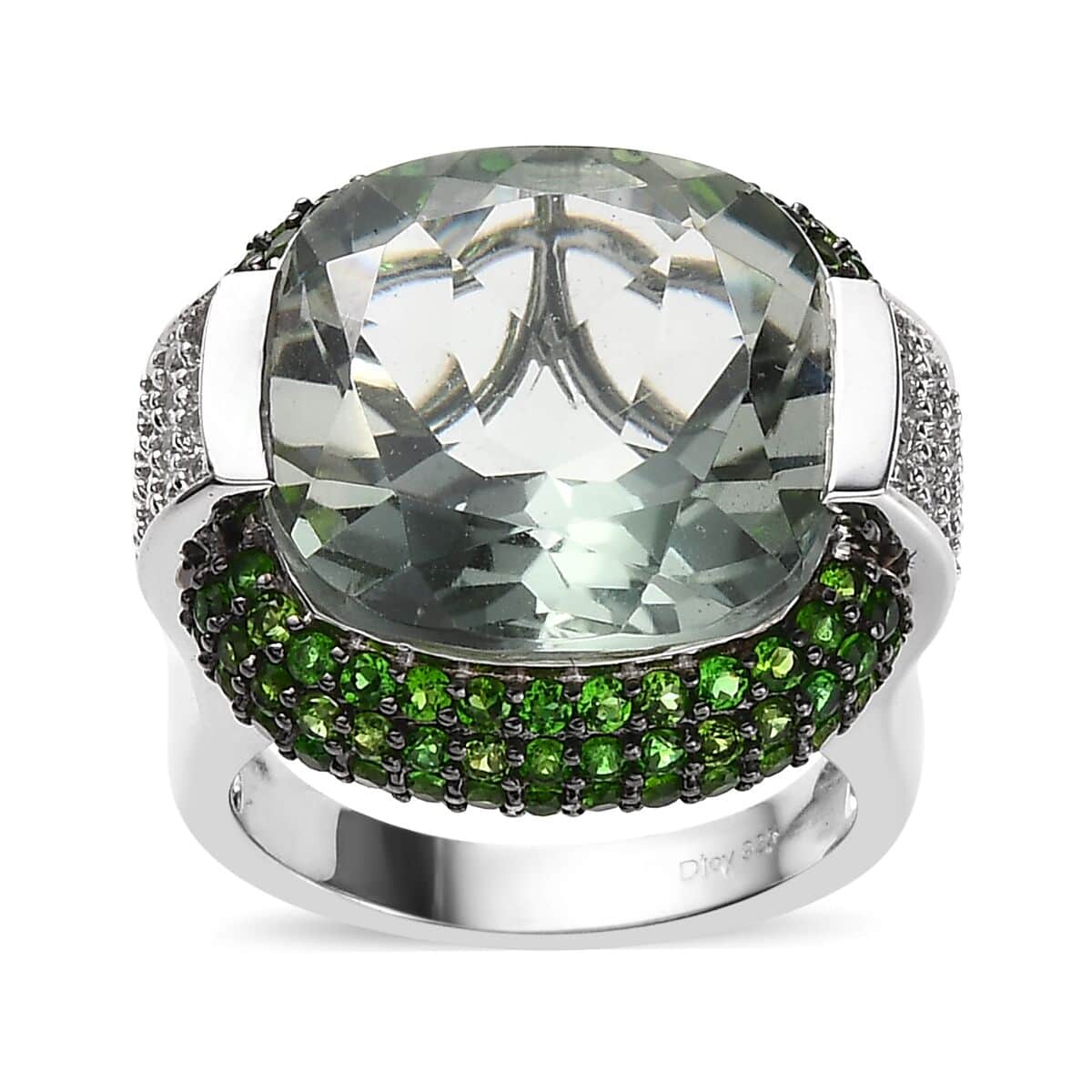 Doorbuster AAA Montezuma Prasiolite and Multi Gemstone Ring in Platinum Over Sterling Silver (Size 10.0) 16.25 ctw image number 0