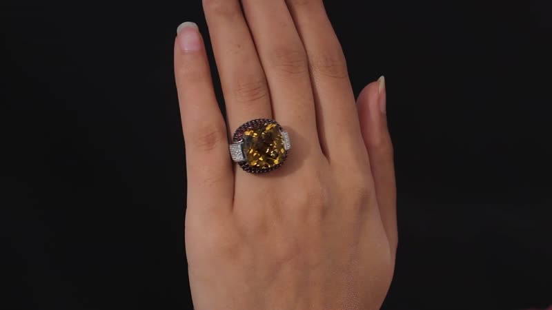 Doorbuster AAA Montezuma Prasiolite and Multi Gemstone Ring in Platinum Over Sterling Silver (Size 10.0) 16.25 ctw