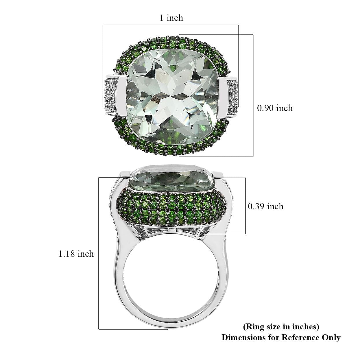 AAA Montezuma Prasiolite and Multi Gemstone Ring in Platinum Over Sterling Silver (Size 10.0) 16.25 ctw