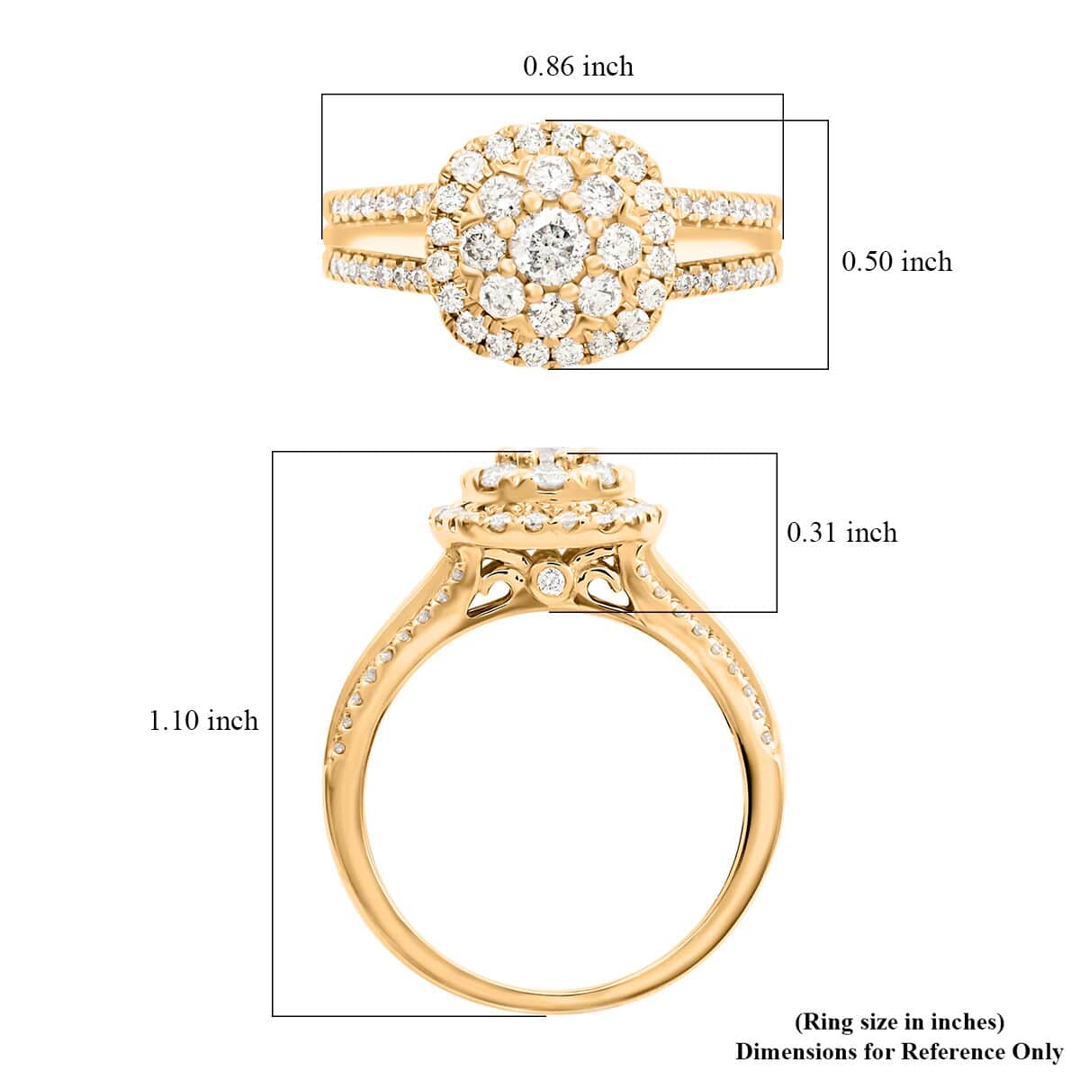 NY Closeout 14K Yellow Gold Diamond G-H I2 Ring (Size 8.0) 1.00 ctw image number 5