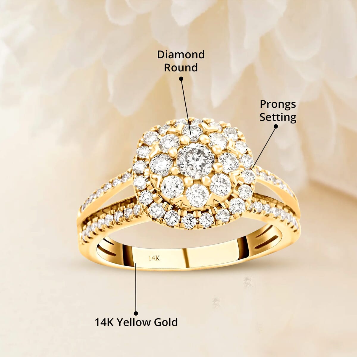 NY Closeout Diamond G-H I2 1.00 ctw Ring in 14K Yellow Gold (Size 9.0) image number 4