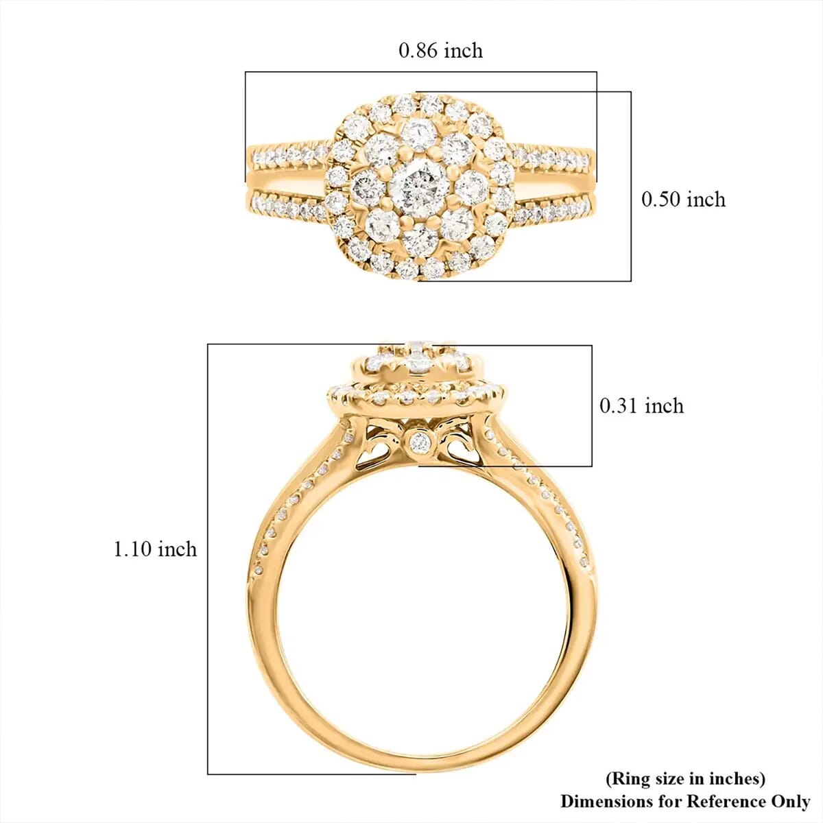 NY Closeout Diamond G-H I2 1.00 ctw Ring in 14K Yellow Gold (Size 9.0) image number 6