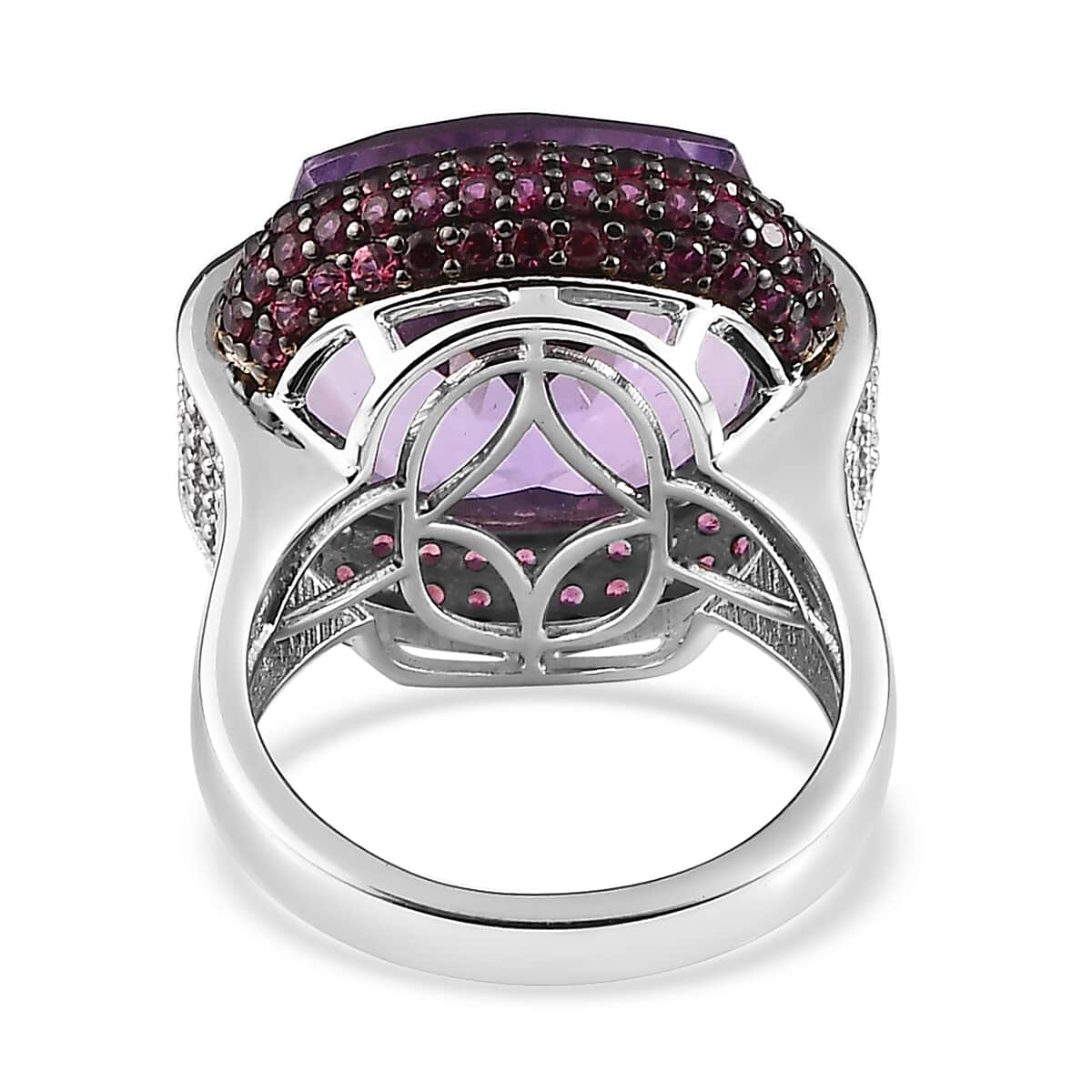 AAA Rose De France Amethyst and Multi Gemstone Ring in Platinum Over Sterling Silver (Size 10.0) 20.25 ctw image number 4