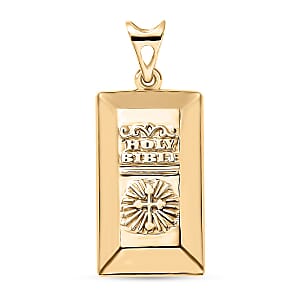 Luxoro 10K Yellow Gold Holy Bible Cross Bar Pendant without Chain 1.65 Grams