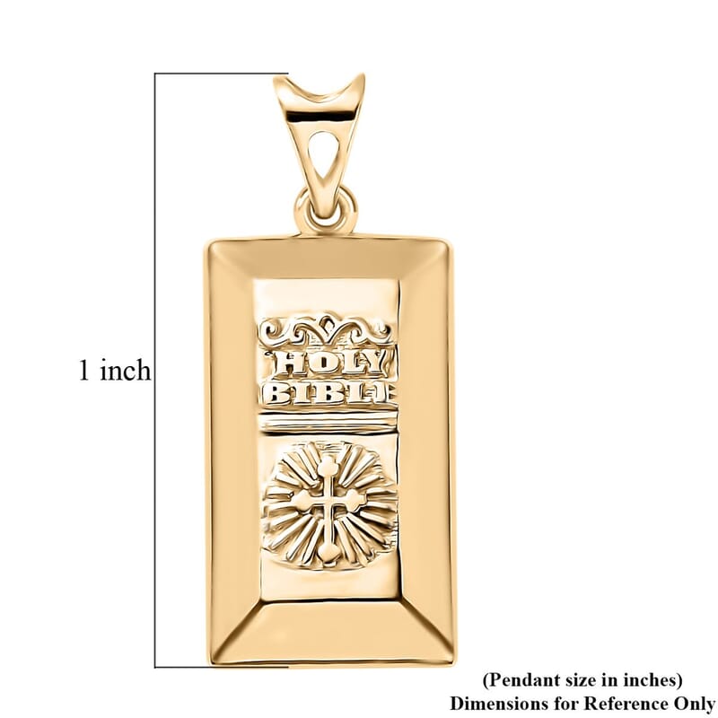 Luxoro 10K Yellow Gold Holy Bible Cross Bar Pendant without Chain 1.65 Grams