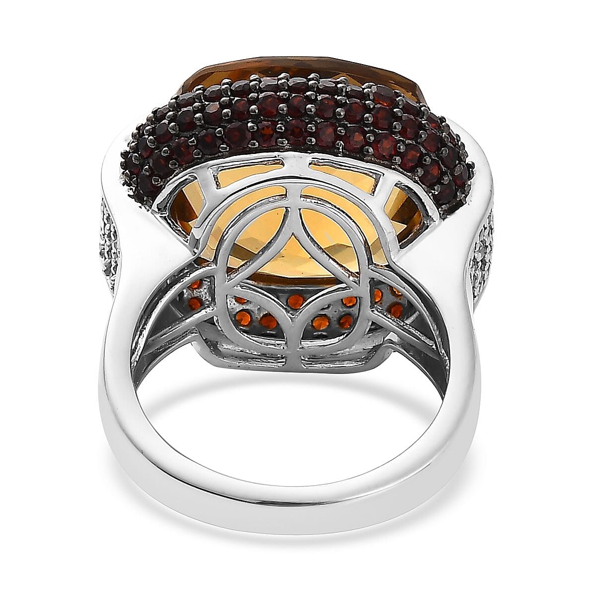 AAA Brazilian Citrine and Multi Gemstone Ring in Platinum Over Sterling Silver (Size 7.0) 19.10 ctw image number 4