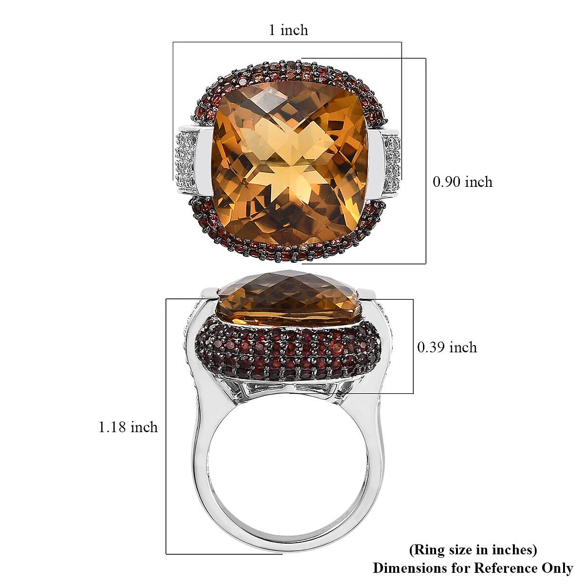 AAA Brazilian Citrine and Multi Gemstone Ring in Platinum Over Sterling Silver (Size 7.0) 19.10 ctw image number 5