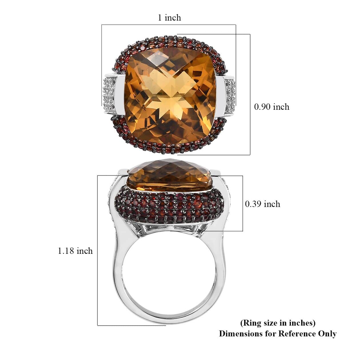 AAA Brazilian Citrine and Multi Gemstone Ring in Platinum Over Sterling Silver (Size 8.0) 19.10 ctw image number 5