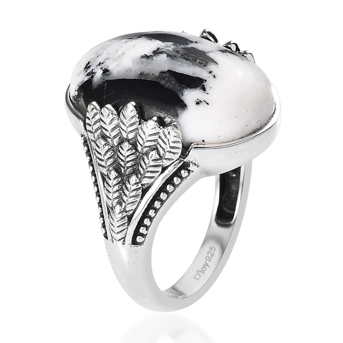 Artisan Crafted White Buffalo Solitaire Ring in Sterling Silver (Size 10.0) 15.35 ctw image number 3