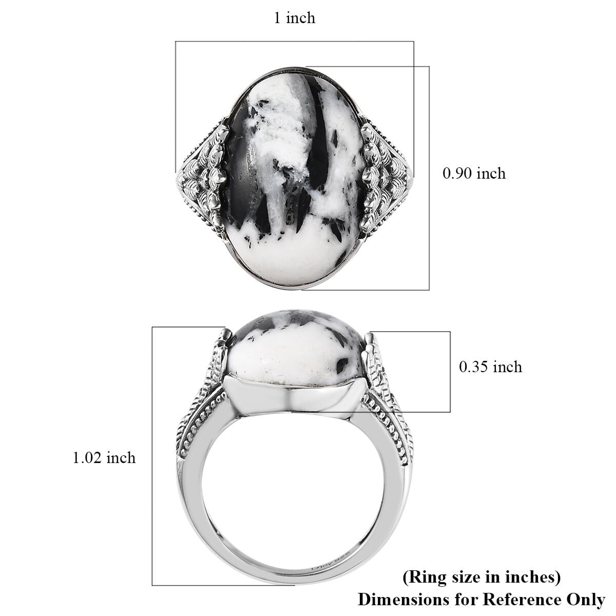 Artisan Crafted White Buffalo Solitaire Ring in Sterling Silver (Size 10.0) 15.35 ctw image number 5