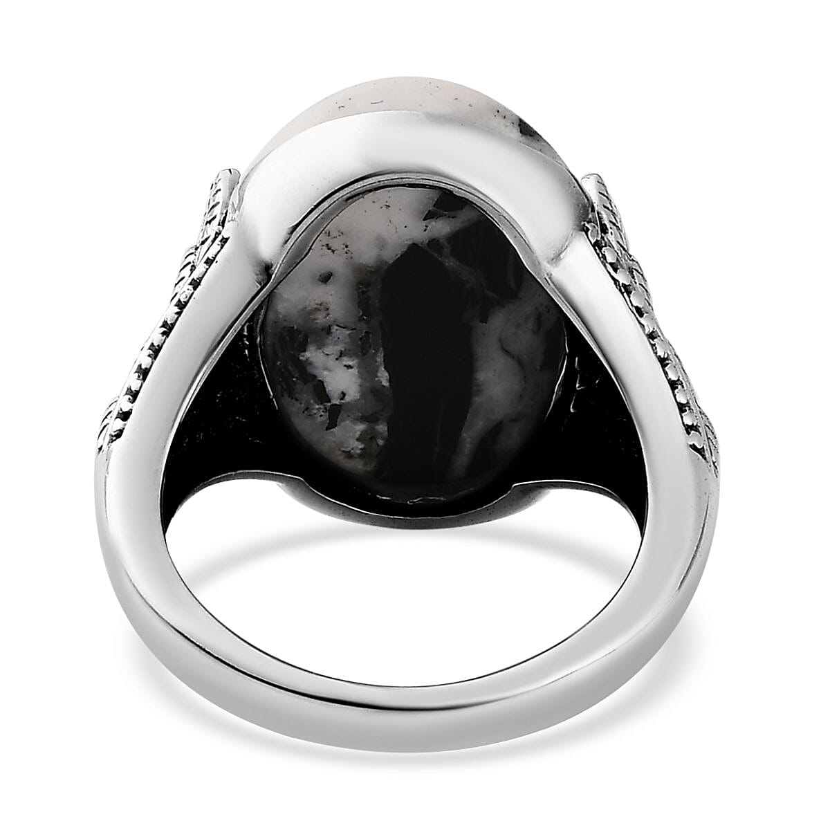 Artisan Crafted White Buffalo Solitaire Ring in Sterling Silver (Size 6.0) 15.35 ctw