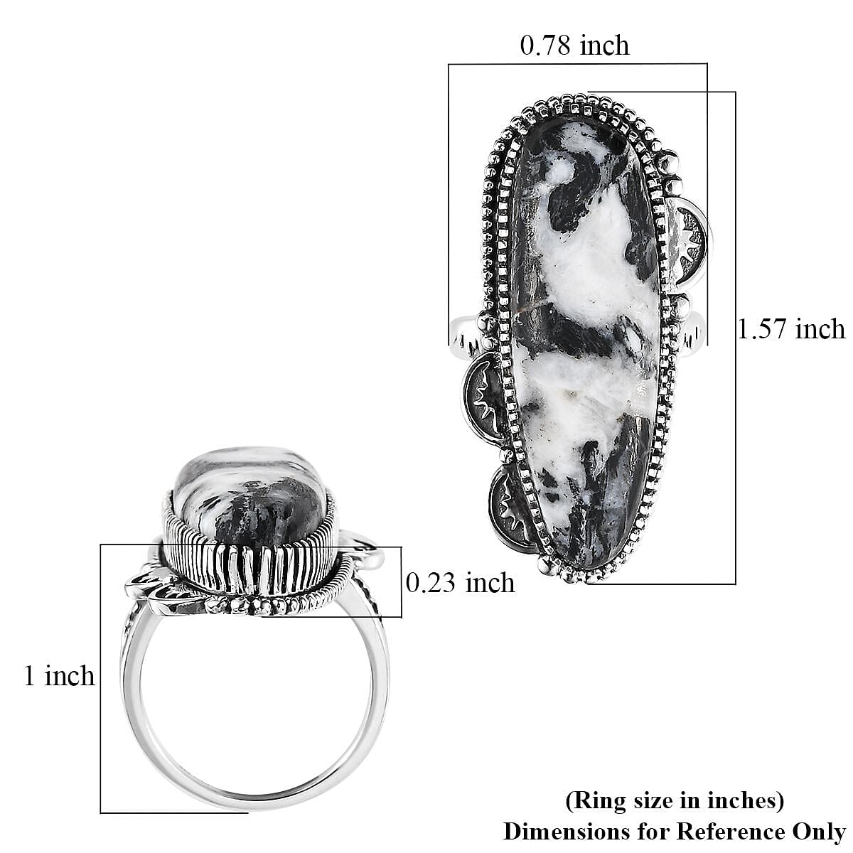 Artisan Crafted White Buffalo Elongated Ring in Sterling Silver (Size 10.0) 24.50 ctw image number 5