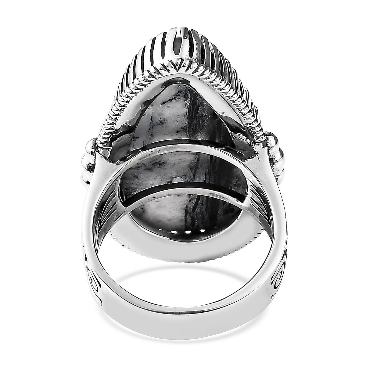 Artisan Crafted White Buffalo Solitaire Ring in Sterling Silver (Size 10.0) 24.50 ctw image number 4