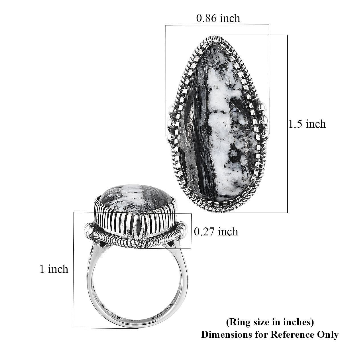 Artisan Crafted White Buffalo Solitaire Ring in Sterling Silver (Size 10.0) 24.50 ctw image number 5