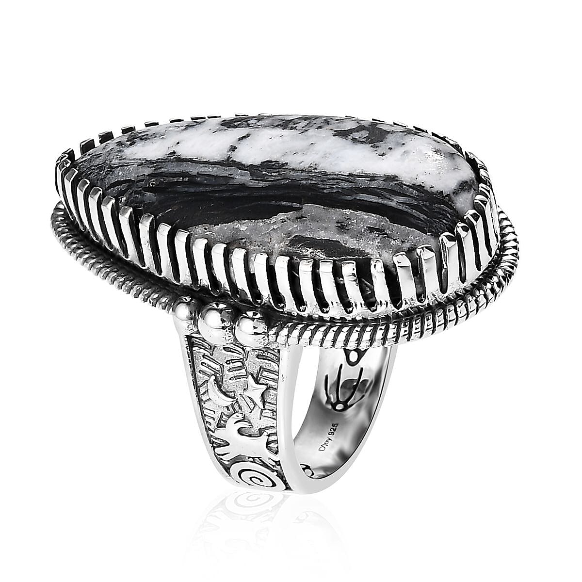 Artisan Crafted White Buffalo Solitaire Ring in Sterling Silver (Size 6.0) 24.50 ctw image number 3