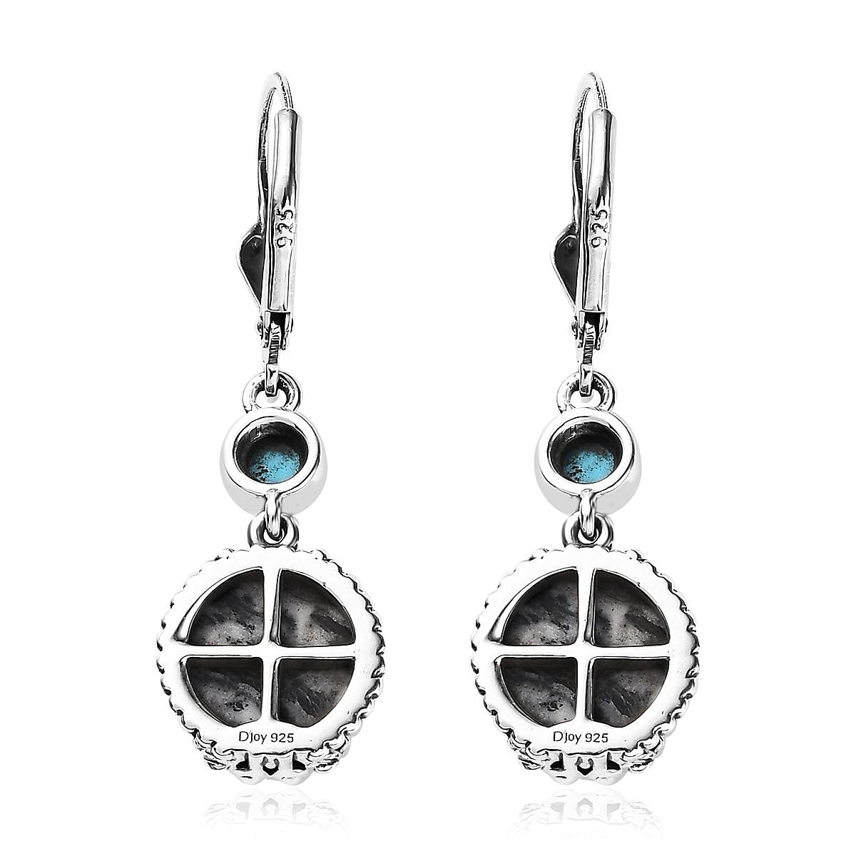 Artisan Crafted White Buffalo and Sleeping Beauty Turquoise Dangling Earrings in Sterling Silver 9.00 ctw image number 4
