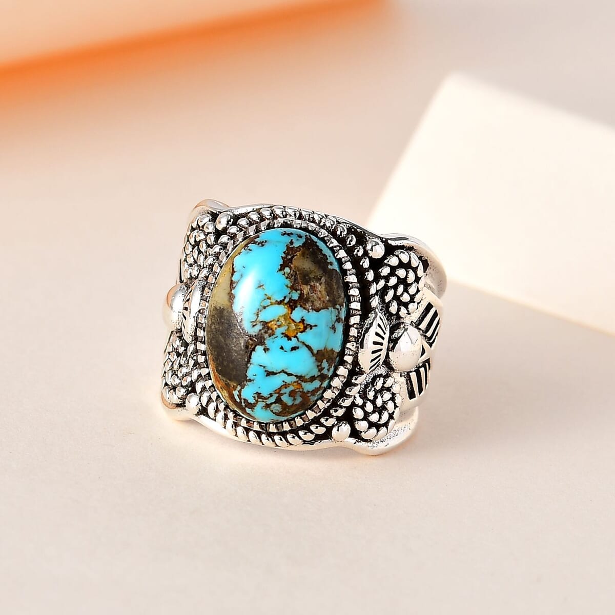 Artisan Crafted Royston Turquoise Ring in Sterling Silver (Size 10.0) 6.00 ctw image number 1