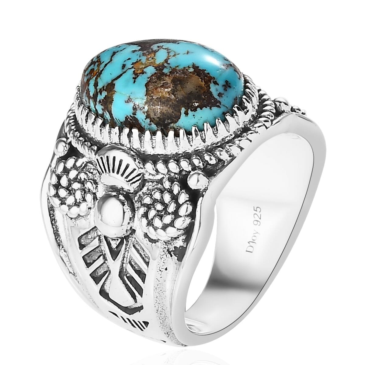 Artisan Crafted Royston Turquoise Ring in Sterling Silver (Size 10.0) 6.00 ctw image number 3