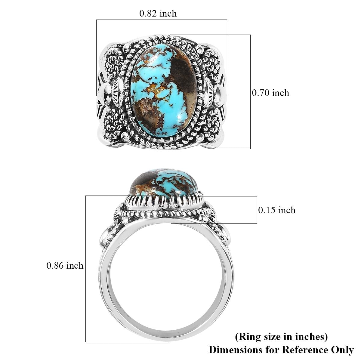 Artisan Crafted Royston Turquoise Ring in Sterling Silver (Size 10.0) 6.00 ctw image number 5
