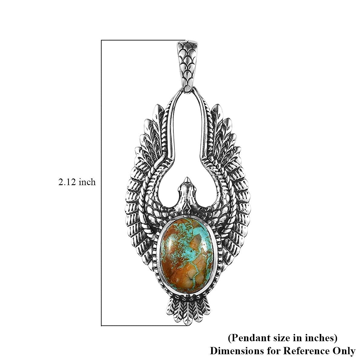 Artisan Crafted Royston Turquoise Eagle Pendant in Black Oxidized Sterling Silver 6.00 ctw image number 5