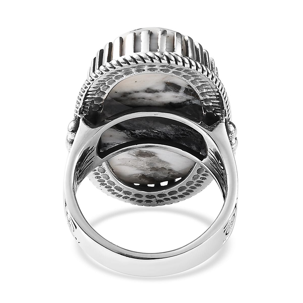 Artisan Crafted White Buffalo Solitaire Ring in Sterling Silver (Size 10.0) 26.60 ctw image number 4