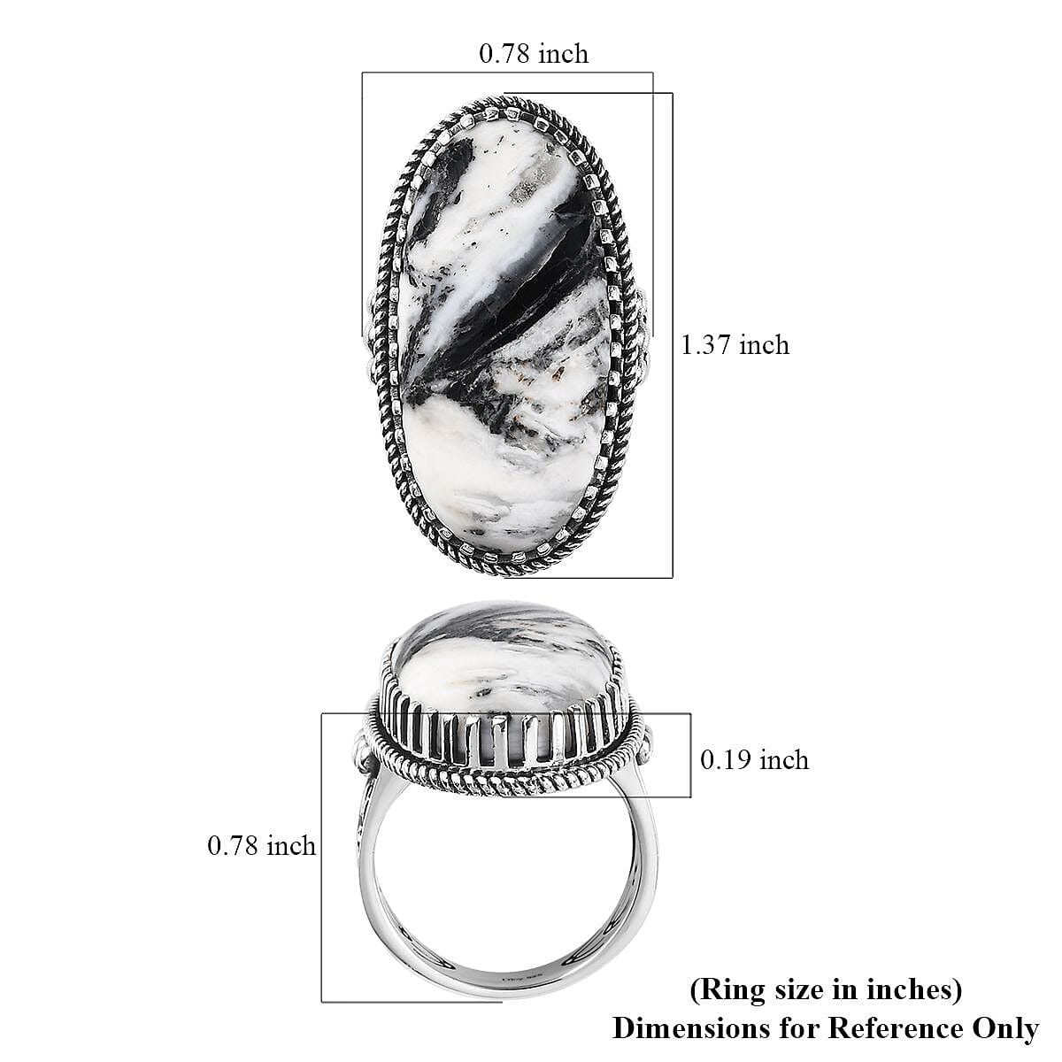 Artisan Crafted White Buffalo Solitaire Ring in Sterling Silver (Size 10.0) 26.60 ctw image number 5