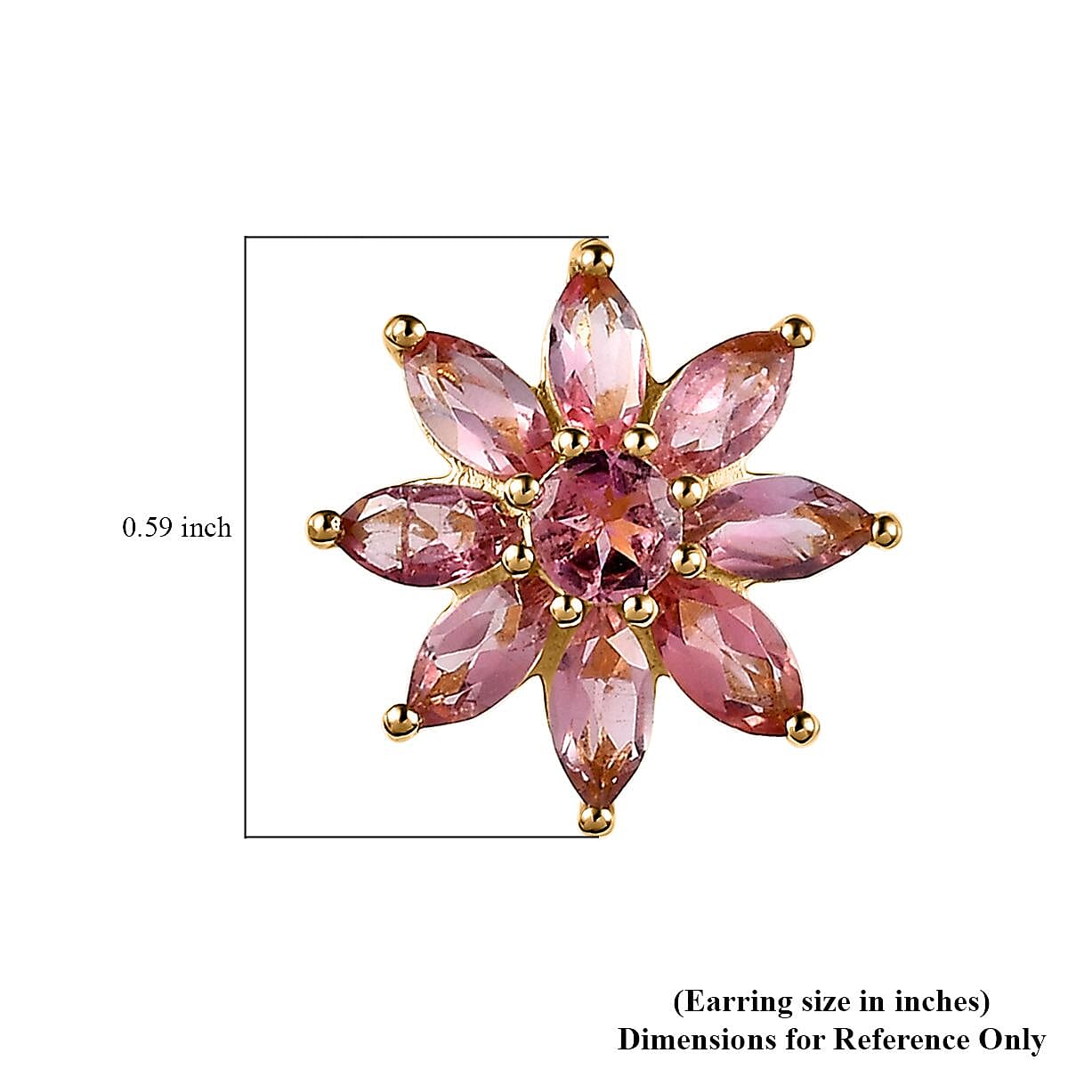 Morro Redondo Pink Tourmaline Sunburst Earrings in Vermeil Yellow Gold Over Sterling Silver 2.25 ctw