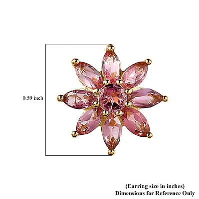 Morro Redondo Pink Tourmaline Sunburst Earrings in Vermeil Yellow Gold Over Sterling Silver 2.25 ctw