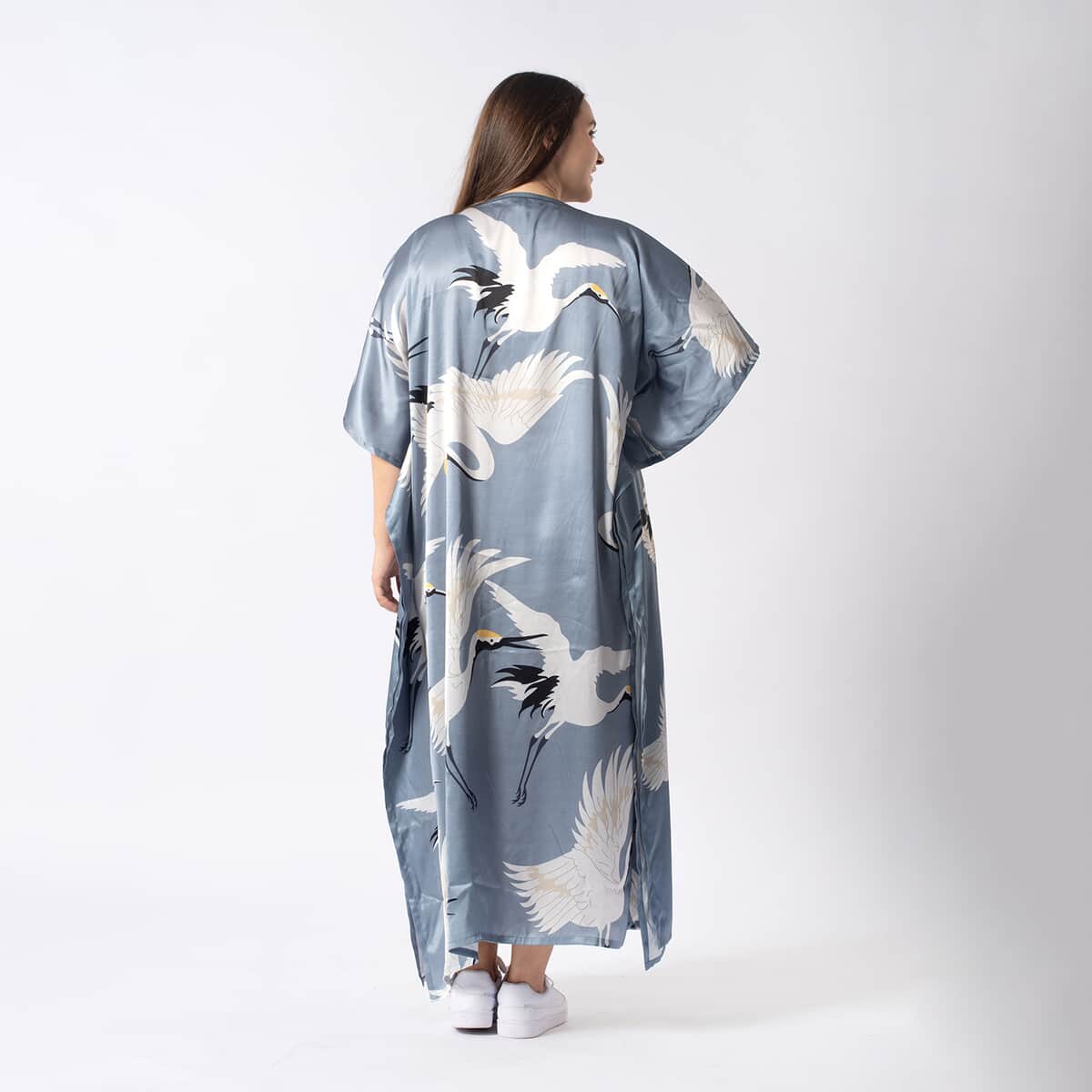 Tamsy Sky Blue Crane Kaftan - One Size Fits Most image number 1