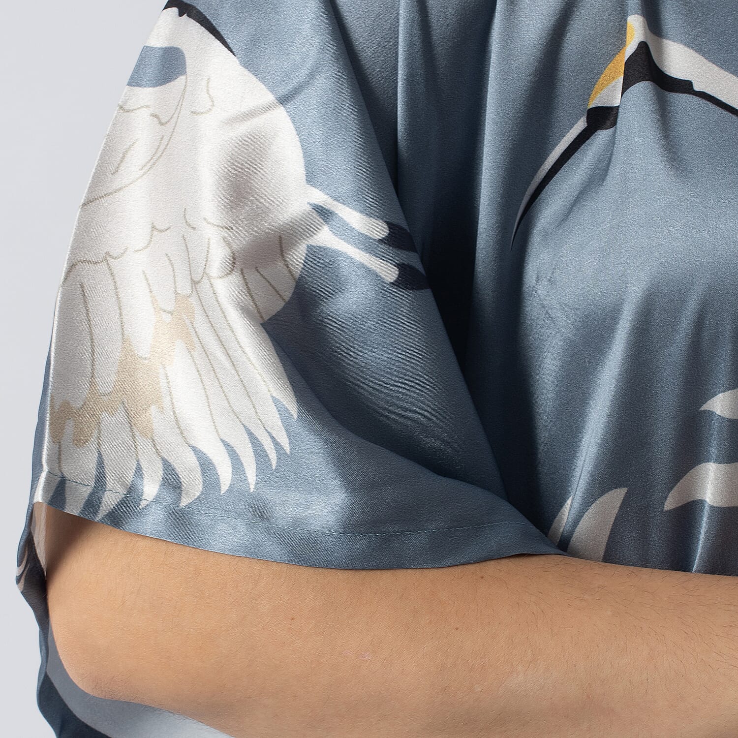 Tamsy Sky Blue Crane Kaftan - One Size Fits Most