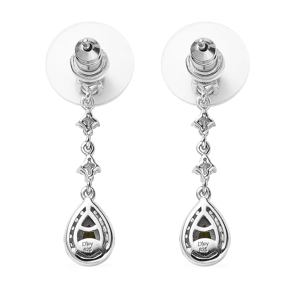 Premium Natural Calabar Green Tourmaline and White Zircon Dangling Earrings in Platinum Over Sterling Silver 1.40 ctw