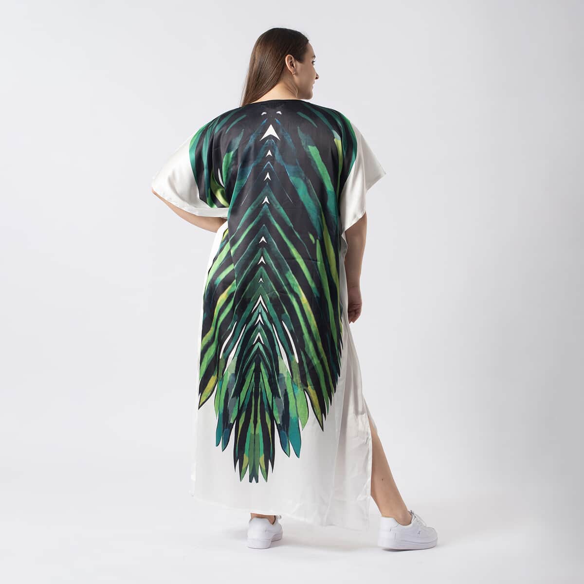 Tamsy Green Palm Kaftan - One Size Fits Most image number 1