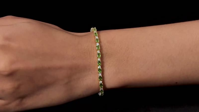 Premium Natural Calabar Green Tourmaline and Moissanite Tennis Bracelet in Vermeil Yellow Gold Over Sterling Silver (6.50 In) 5.20 ctw (Del. in 3-5 Days)