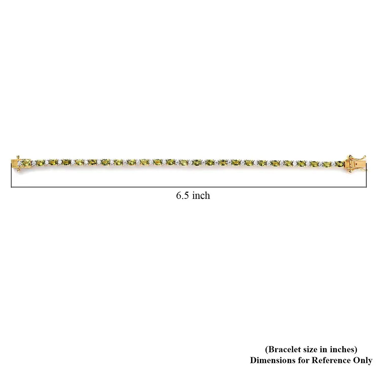 Premium Natural Calabar Green Tourmaline and Moissanite Tennis Bracelet in Vermeil Yellow Gold Over Sterling Silver (6.50 In) 5.20 ctw
