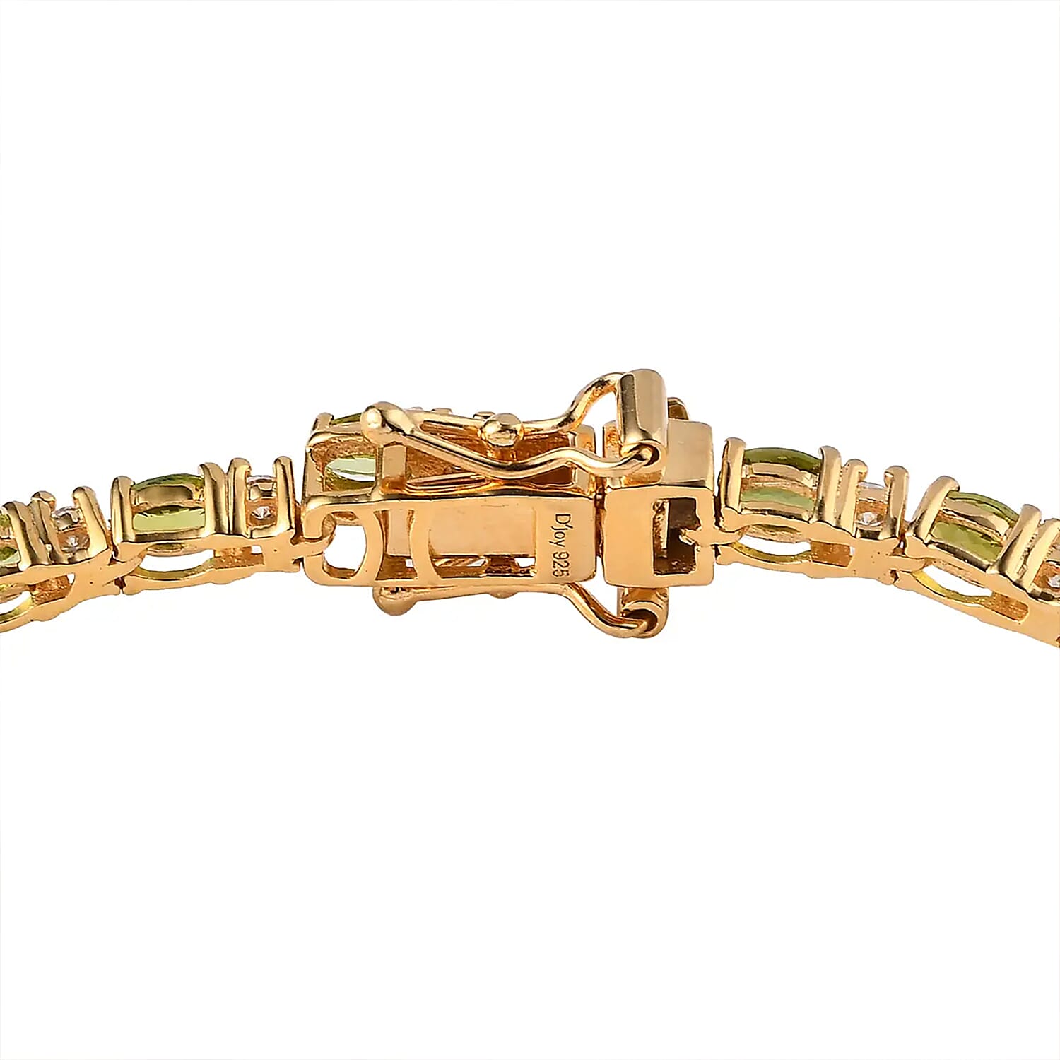 Premium Natural Calabar Green Tourmaline and Moissanite Tennis Bracelet in Vermeil Yellow Gold Over Sterling Silver (6.50 In) 5.20 ctw