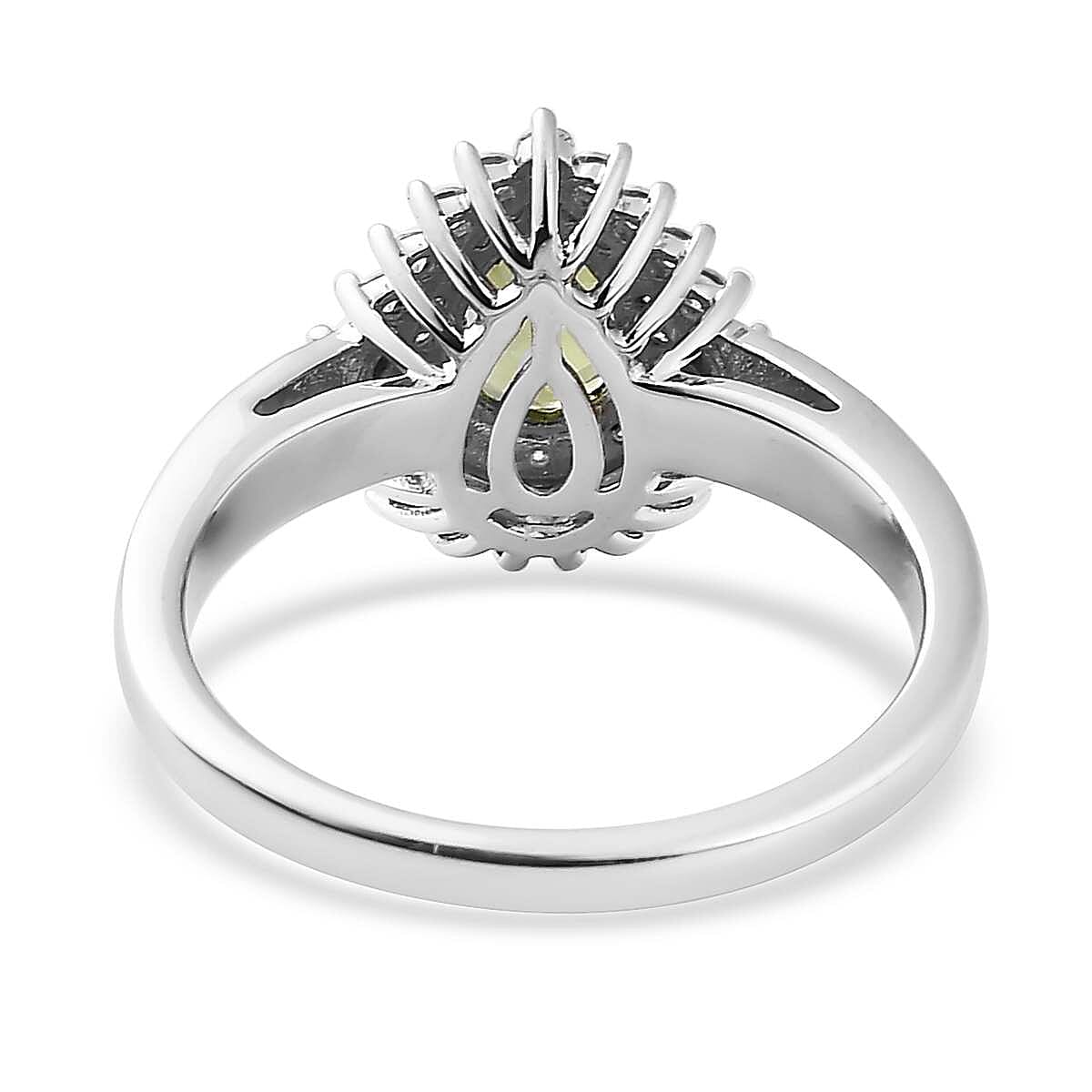 Premium Calabar Tourmaline and Moissanite Double Halo Ring in Platinum Over Sterling Silver (Size 10.0) 1.00 ctw image number 4