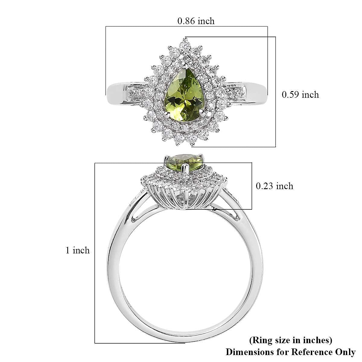 Premium Calabar Tourmaline and Moissanite Double Halo Ring in Platinum Over Sterling Silver (Size 10.0) 1.00 ctw image number 5