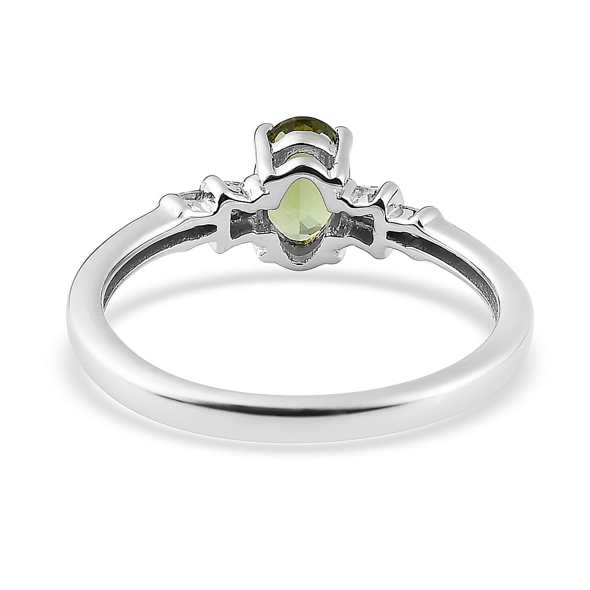 Premium Natural Calabar Green Tourmaline and Diamond Ring in Platinum Over Sterling Silver (Size 10.0) 0.70 ctw