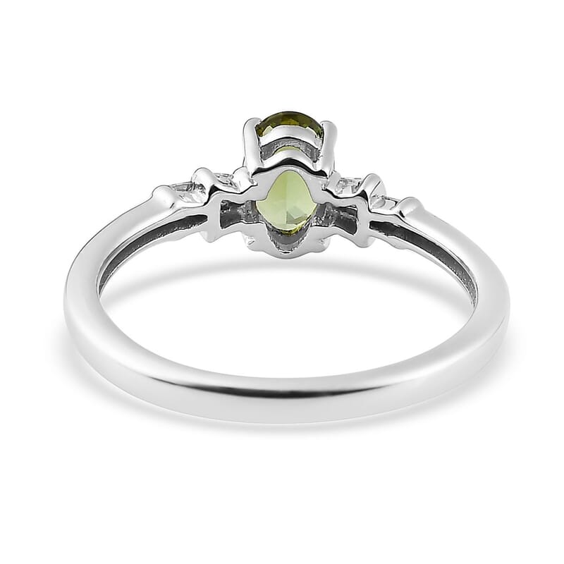 Premium Natural Calabar Green Tourmaline and Diamond Ring in Platinum Over Sterling Silver (Size 10.0) 0.70 ctw