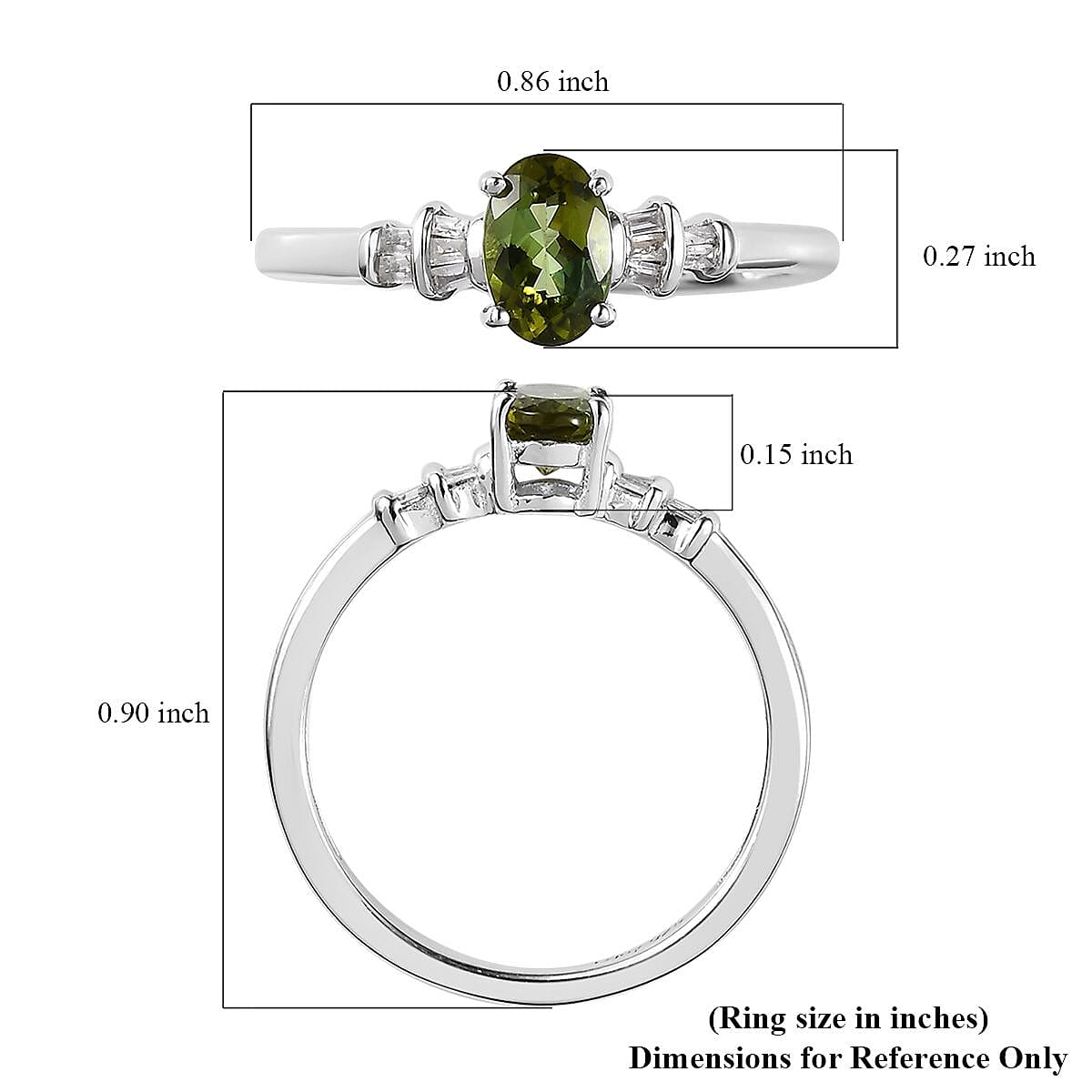 Premium Natural Calabar Green Tourmaline and Diamond Ring in Platinum Over Sterling Silver (Size 10.0) 0.70 ctw