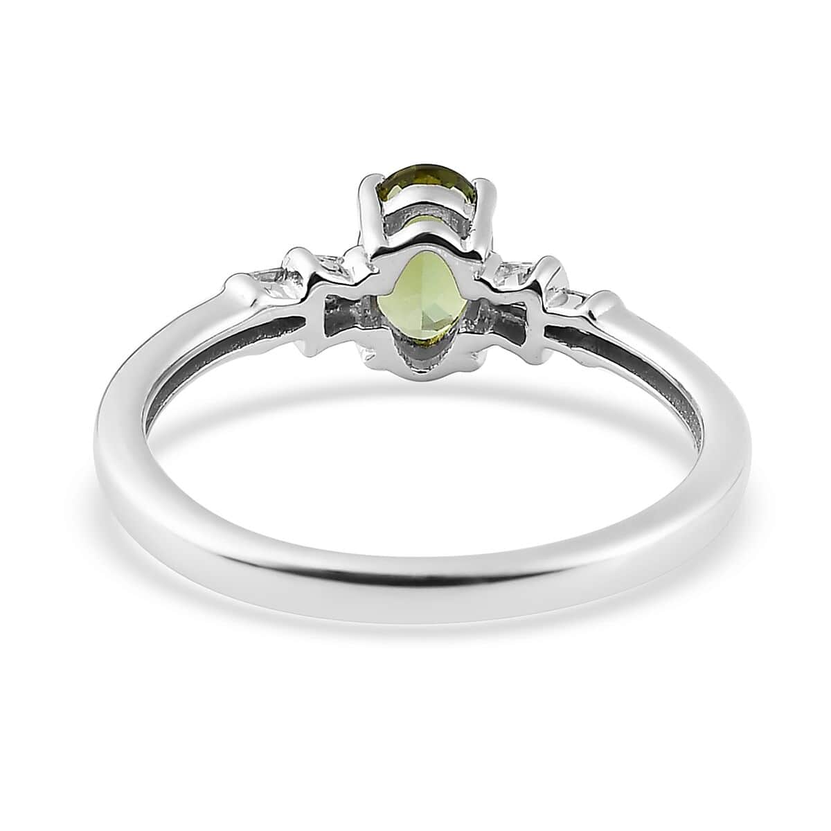 Premium Natural Calabar Green Tourmaline and Diamond Ring in Platinum Over Sterling Silver (Size 5.0) 0.70 ctw image number 4