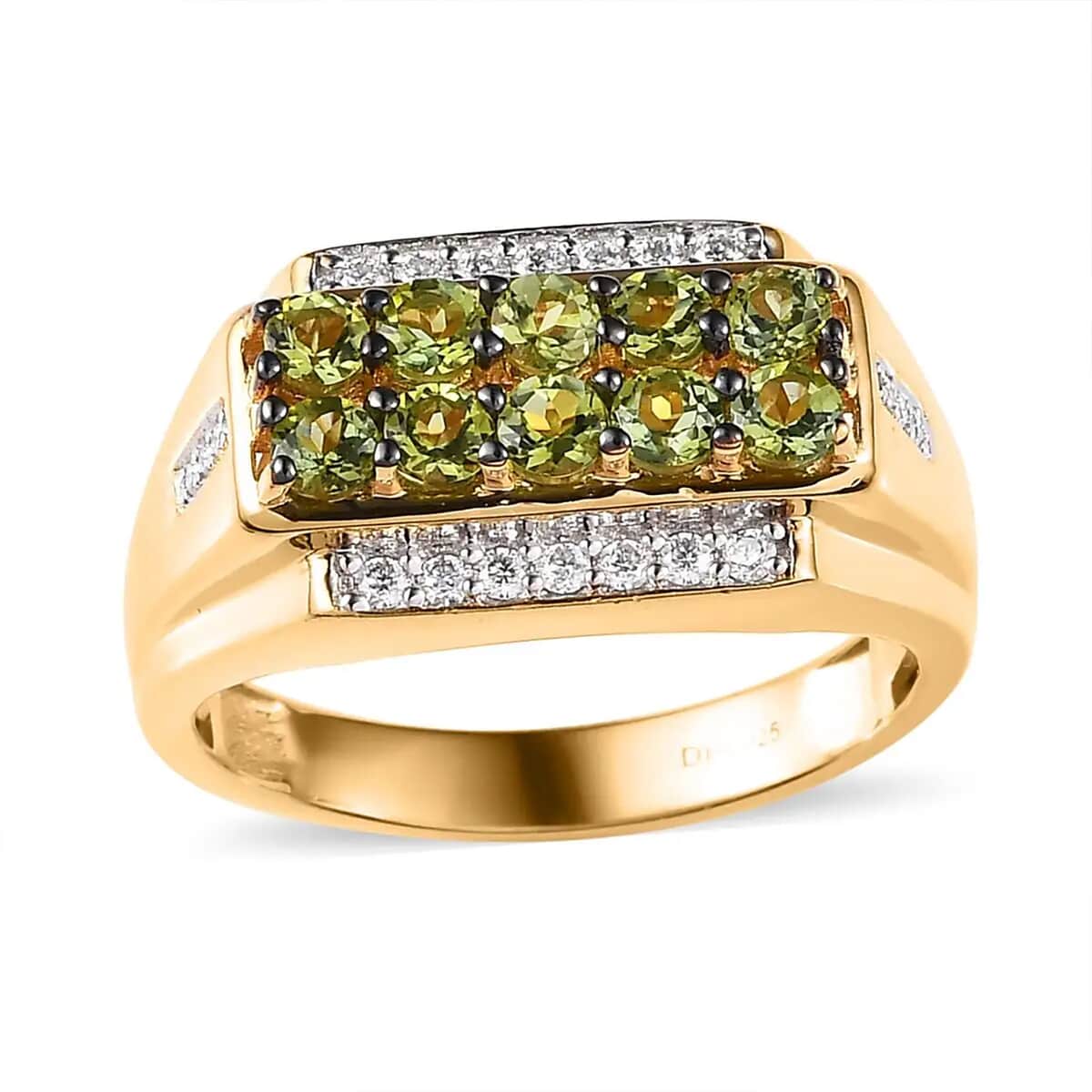 Premium Calabar Tourmaline, Moissanite Men's Ring in Vermeil YG Over Sterling Silver (Size 10.0) 1.60 ctw image number 0