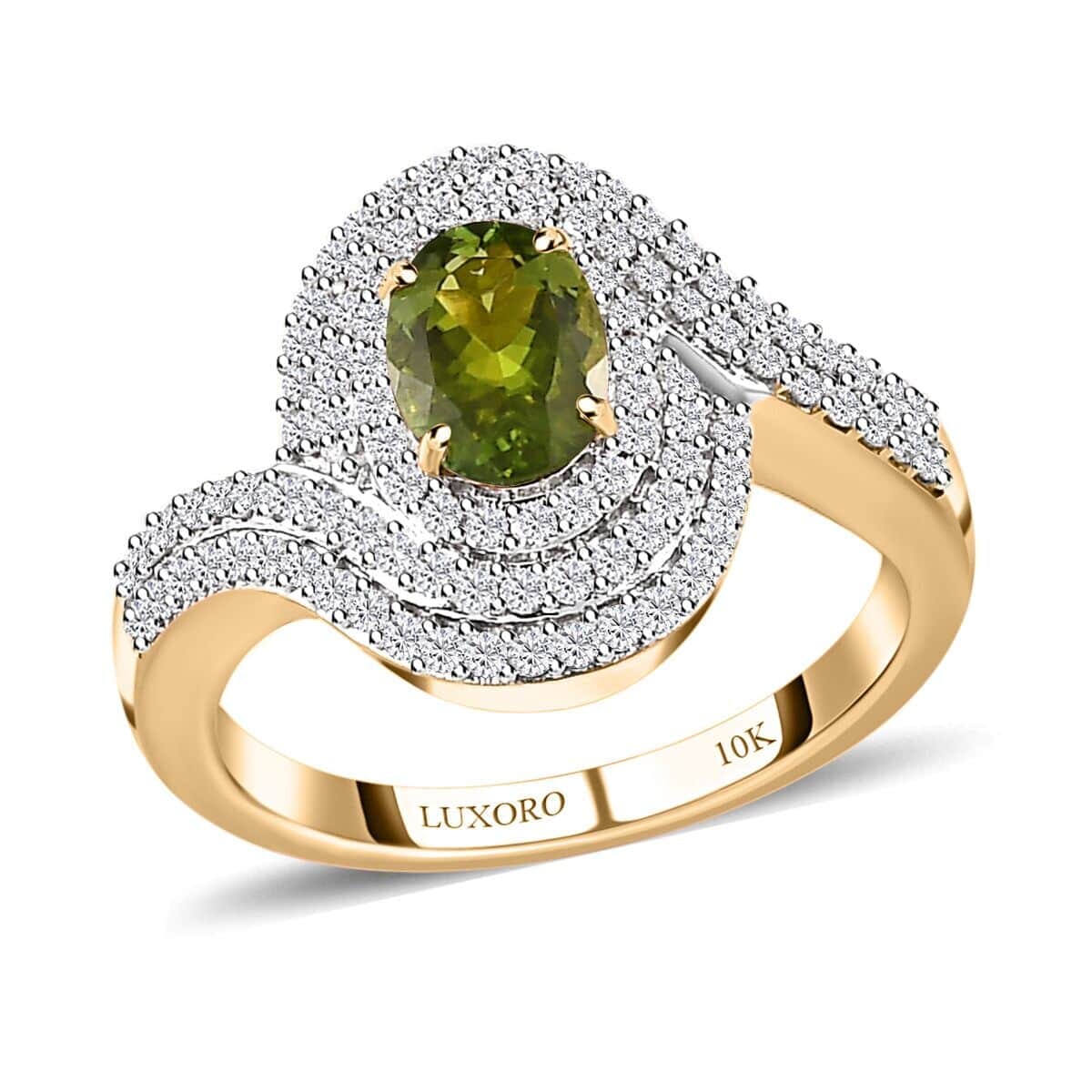 Luxoro 10K Yellow Gold AAA Calabar Tourmaline, Moissanite Ring (Size 7.0) 1.25 ctw image number 0