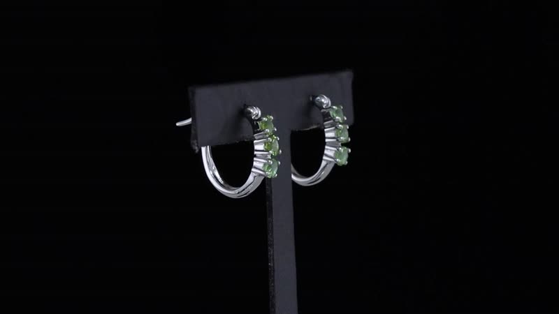 Premium Natural Calabar Green Tourmaline Hoop Earrings in Platinum Over Sterling Silver 0.75 ctw