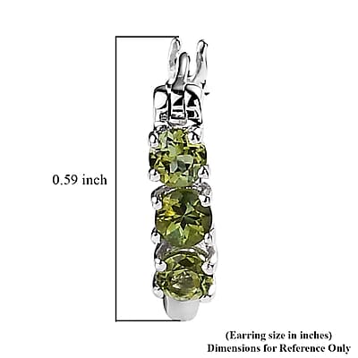 Premium Natural Calabar Green Tourmaline Hoop Earrings in Platinum Over Sterling Silver 0.75 ctw