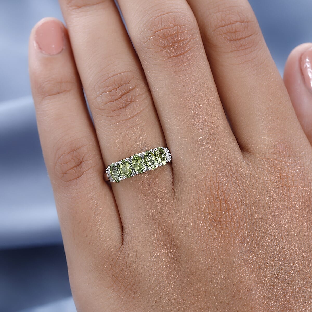 Premium Calabar Tourmaline, White Diamond Ring in Platinum Over Sterling Silver (Size 7.0) 1.35 ctw image number 2