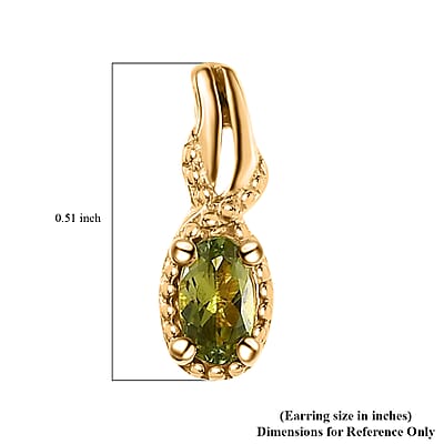 Premium Natural Calabar Green Tourmaline Earrings in Vermeil Yellow Gold Over Sterling Silver 0.50 ctw, Tourmaline Jewelry, Birthday Gift For Her