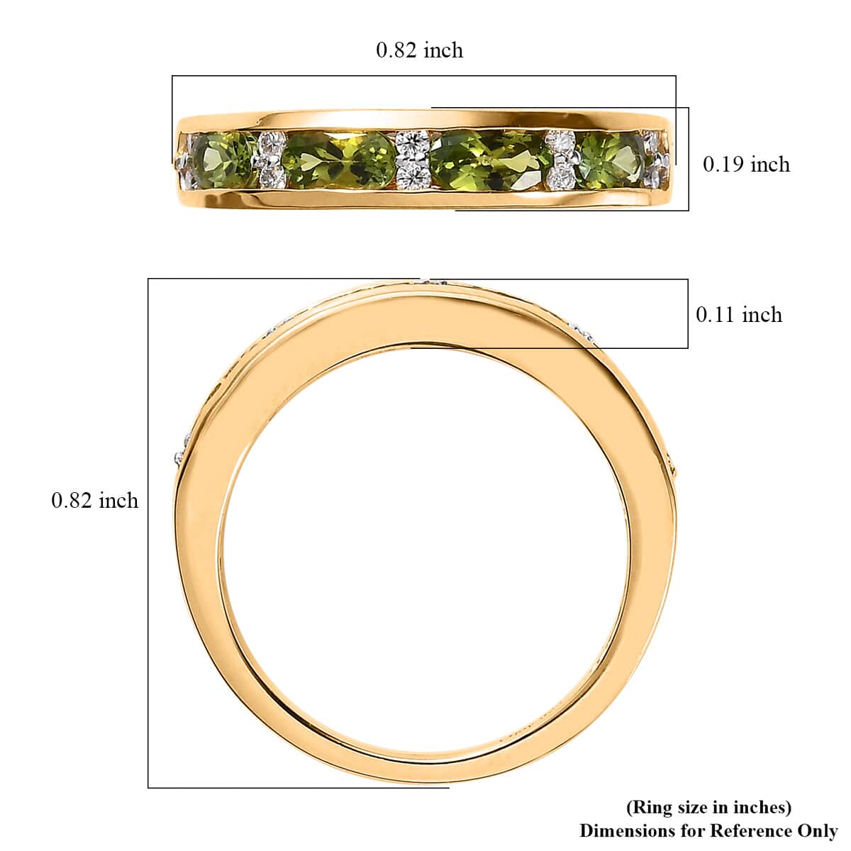 Premium Natural Calabar Green Tourmaline and Moissanite Half Eternity Band Ring in Vermeil Yellow Gold Over Sterling Silver (Size 10.0) 1.00 ctw image number 5